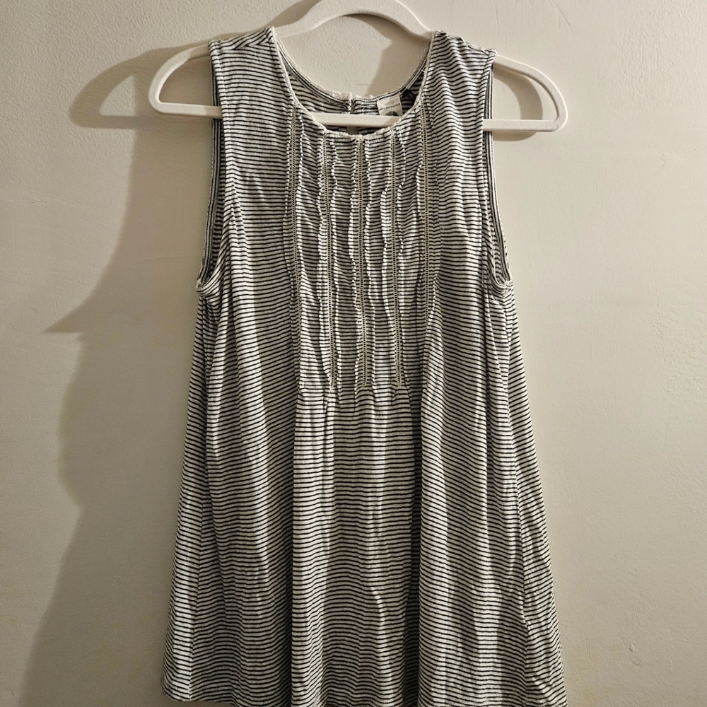 Anthropologie Striped Ruffle Tank